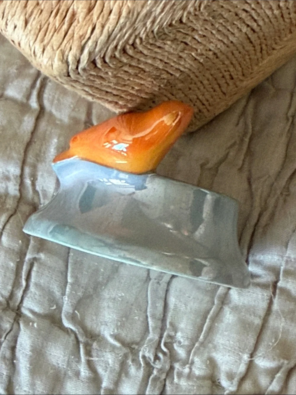 Made in Japan vinegar ring holder Orange bird blue luster dish bottom